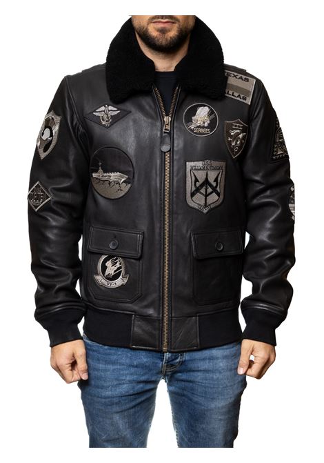 giubbino pelle nero TOP GUN | TG1PELLE-BLACK